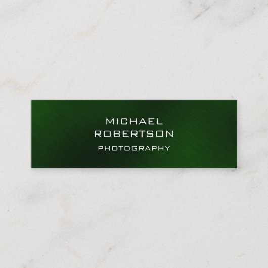 Slim Trendy Green Fotograf Business Card Mini Visitenkarte (Vorderseite)