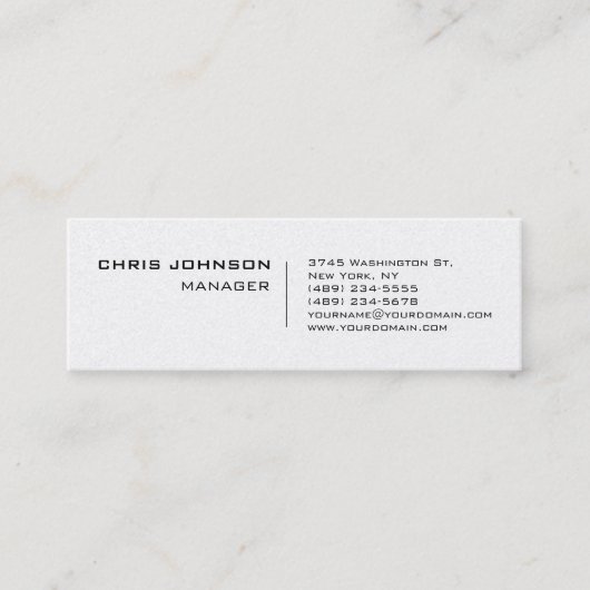 Slim Trendy Unique Manager Business Card Mini Visitenkarte (Vorderseite)