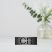Slim Unique Monogram Gray Black Business Card Mini Visitenkarte (Stehend Vorderseite)
