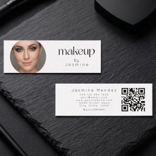 Slim White Clean Beauty Professional MUA Foto Qr Mini Visitenkarte
