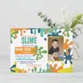 Slime Birthday Party Driving Foto Einladung 5 6 7  (Stehend Vorderseite)