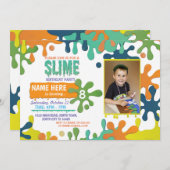 Slime Birthday Party Driving Foto Einladung 5 6 7 (Vorne/Hinten)