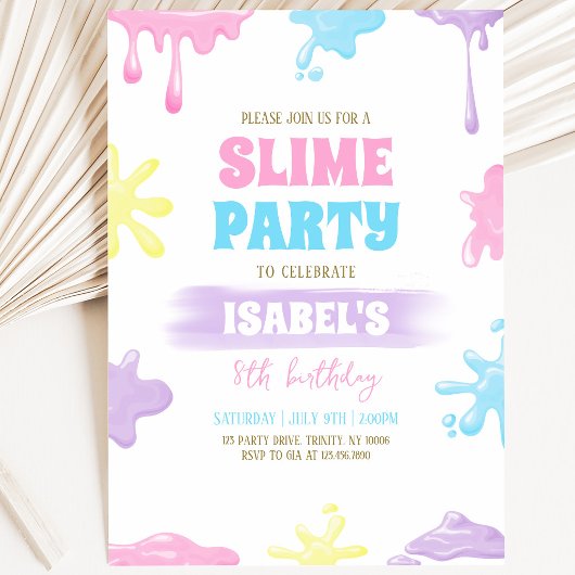 Slime Birthday Party Einladung