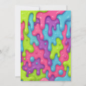 Slime Birthday Party mit Neon-Tropfen Einladung (Rückseite)