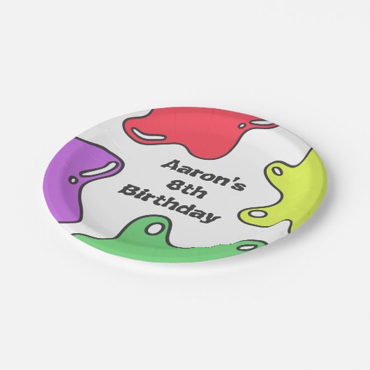 Slime Birthday Party Pappteller (Schrägansicht)