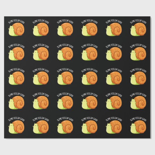 Slime Feelin Good Funny Snail Pun Dark BG Geschenkpapier (Flach)