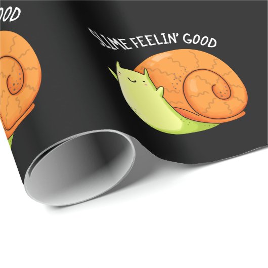 Slime Feelin Good Funny Snail Pun Dark BG Geschenkpapier (Rolleneckpunkt)
