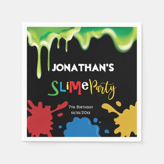 Slime Fun Children Geburtstagsparty personalisiert Serviette (Vorderseite)