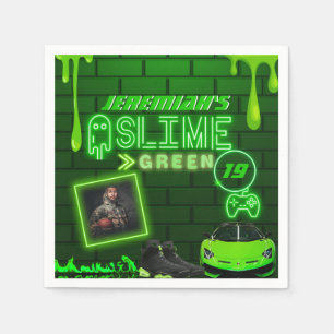 Slime Green Foto Birthday Party Neon Green Serviette