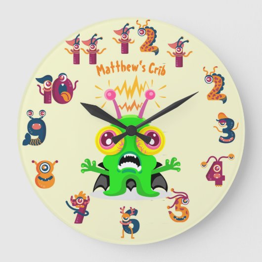 Slime Monster namens Kids Wall Clock Cool Große Wanduhr (Vorderseite)