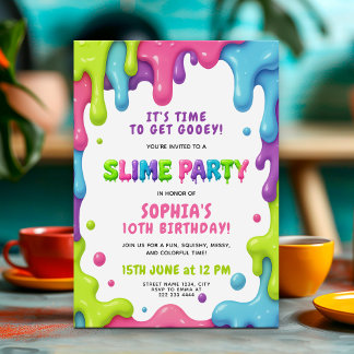 Slime Party Birthday Bash farbenfrohe Gooey Design Einladung