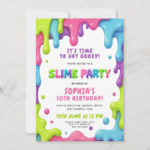 Slime Party Birthday Bash farbenfrohe Gooey Design Einladung (Vorderseite)