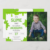 Slime Party Birthday Foto Einladung (Vorne/Hinten)