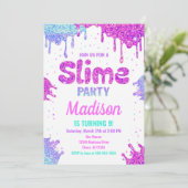 Slime Party Geburtstag Einladung Glitzer (Stehend Vorderseite)