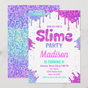 Slime Party Geburtstag Einladung Glitzer