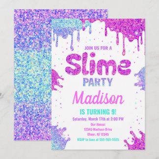 Slime Party Geburtstag Einladung Glitzer