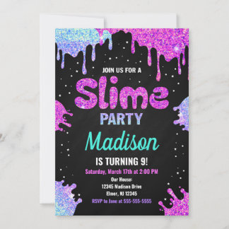 Slime Party Geburtstag Einladung Glitzer
