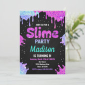 Slime Party Geburtstag Einladung Glitzer (Stehend Vorderseite)