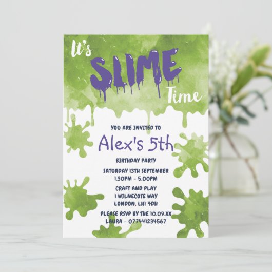 Slime Party Geburtstagseinladungen Einladung (Stehend Vorderseite)