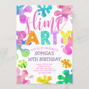 Slime Party Girl Birthday Rainbow Colorado Einladung