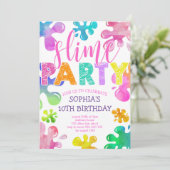 Slime Party Girl Birthday Rainbow Colorful Einladung (Stehend Vorderseite)