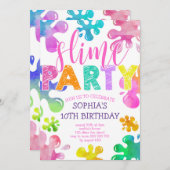 Slime Party Girl Birthday Rainbow Colorful Einladung (Vorne/Hinten)