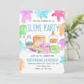 Slime Party Kindergeburtstag Party Einladung (Stehend Vorderseite)