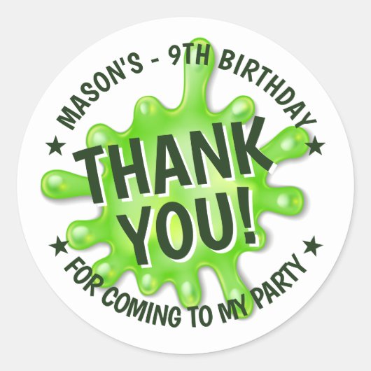 Slime Party Vielen Dank Runder Aufkleber (Vorderseite)