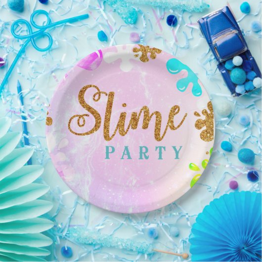 Slime Pastel Birthday Party Paper Plate Pappteller (Party)