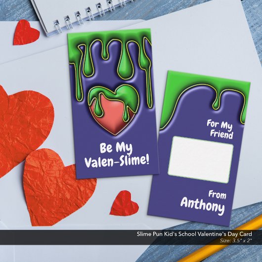 Slime Pun Kid's School Valentine's Day Card Mitteilungskarte