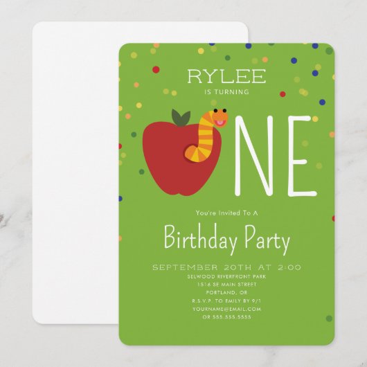 Slimey First Birthday Einladung (Vorne/Hinten)