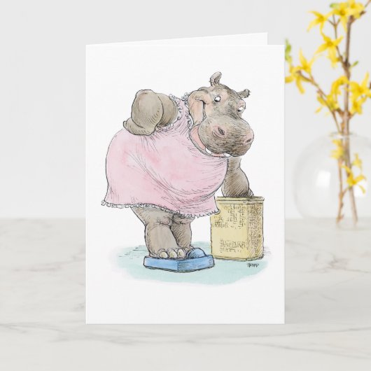 Slimming Down Hippo Card Karte (Gelbe Blume)