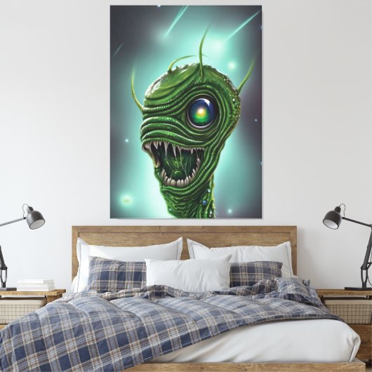 Slimy Alien Monster Canvas Print Leinwanddruck (Insitu (Schlafzimmer))