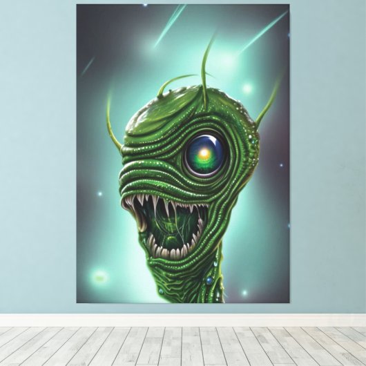 Slimy Alien Monster Canvas Print Leinwanddruck (Insitu (Holzboden))