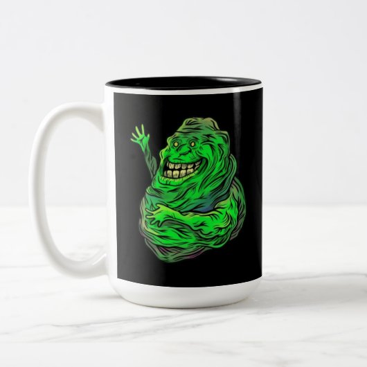 Slimy Green Ghost! Zwei-Tone-Tasse Zweifarbige Tasse (Links)