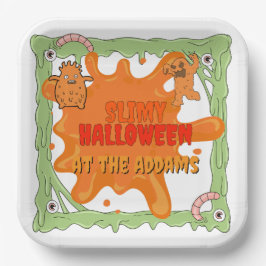 Slimy Halloween mit Friends Paper Plate Pappteller