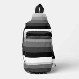Sling Bag - Black White Grey Stripes