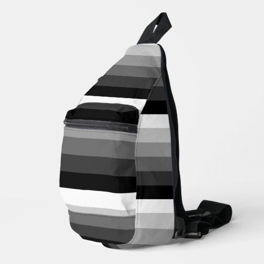 Sling Bag - Black White Grey Stripes (Rechte Ecke)