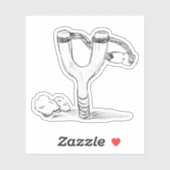 Sling Shot and Rocks Sketch Aufkleber (Blatt)