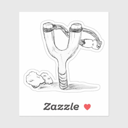 Sling Shot and Rocks Sketch Aufkleber (Blatt)