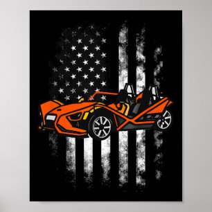 Slingshot Car American USA Flag 4. Juli Poster