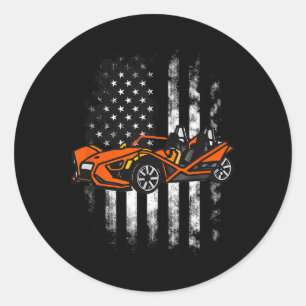 Slingshot Car American USA Flag 4. Juli Runder Aufkleber