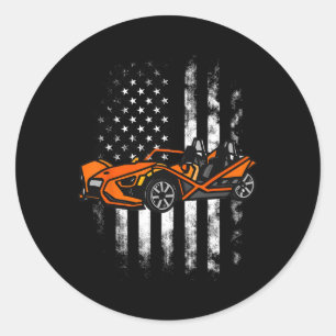 Slingshot Car American USA Flag 4. Juli Schlinge Runder Aufkleber