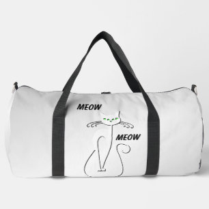 Slinky Black Cat Meow Meow Grüne Augen auf Silber Duffle Bag