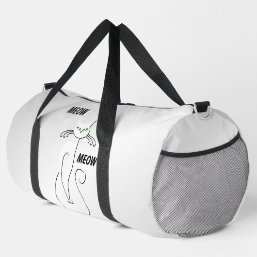 Slinky Black Cat Meow Meow Grüne Augen auf Silber Duffle Bag (Rechte Ecke)