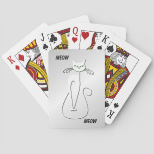 Slinky Black Cat Meow Meow Grüne Augen auf Silber Spielkarten