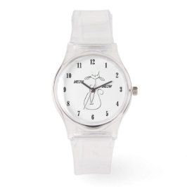 Slinky Black Cat Meow Meow Meow Custom Text Green  Armbanduhr