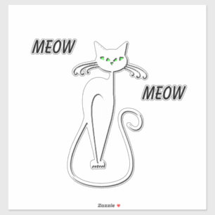 Slinky Black Cat Meow Meow Meow Custom Text Green  Aufkleber