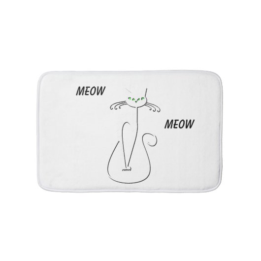 Slinky Black Cat Meow Meow Meow Custom Text Green  Badematte (Vorderseite)