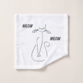 Slinky Black Cat Meow Meow Meow Custom Text Green  Badhandtuch Set (Waschlappen)